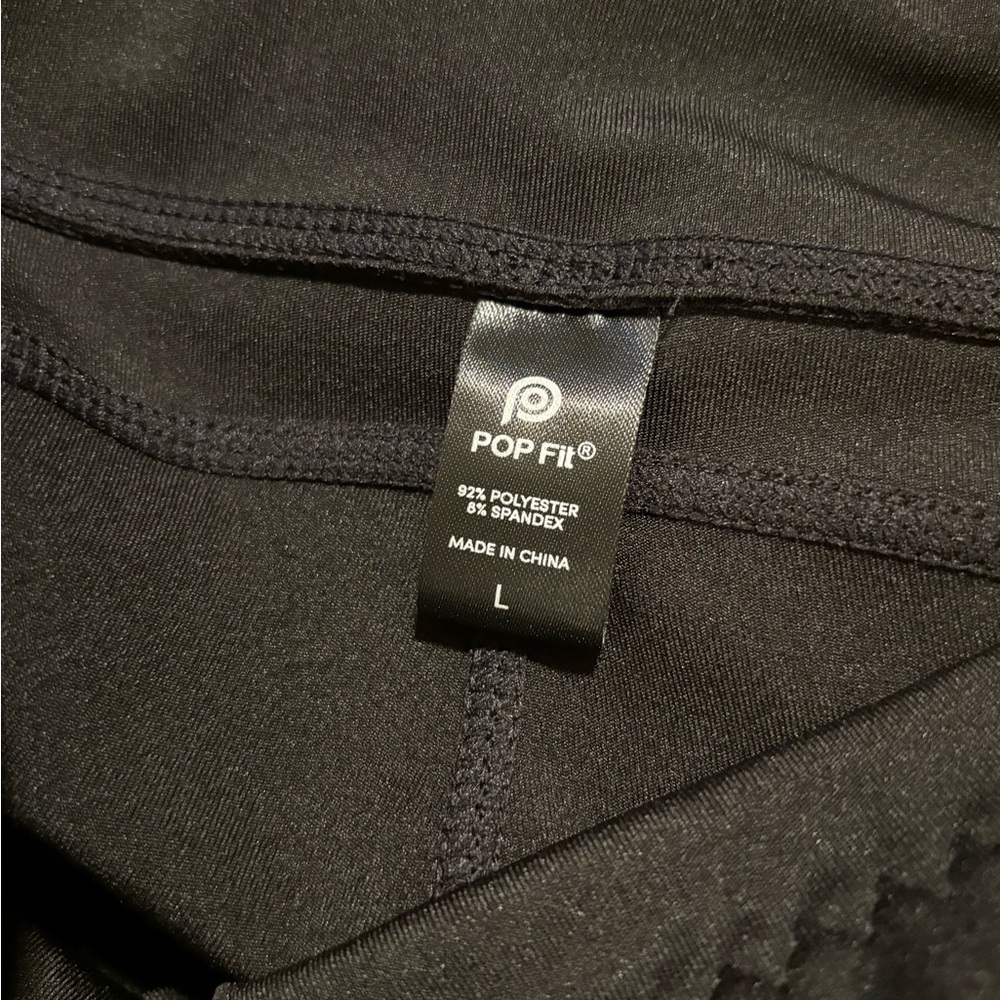 Pop Fit Black High Waisted Leggings with Pockets Women’s Large (0458) - Picture 3 of 5